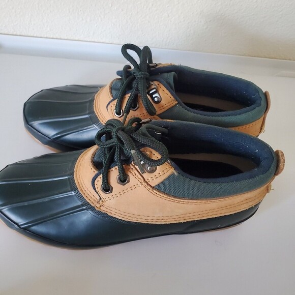 Lands End Duck Boots Womens 519251 Ankle Leather Flannel Lined Black Siz… - Picture 3 of 12